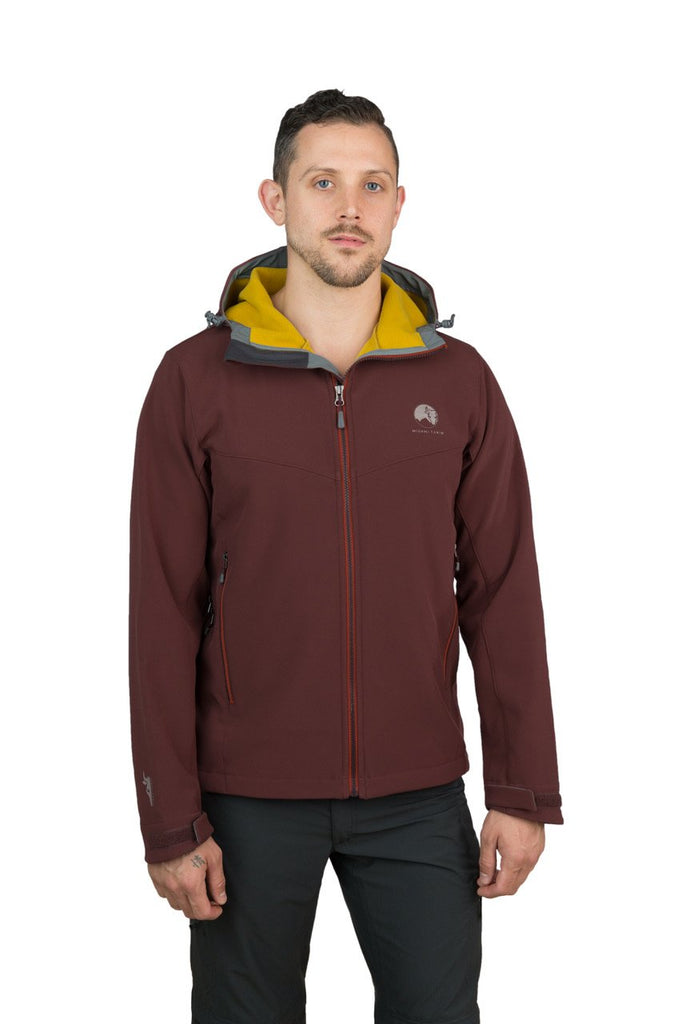 Misti - Mens Water Resistant, Wind Resistant Hooded Soft shell Jacket - Chocolate Brown