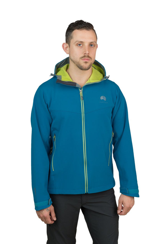 Misti - Mens Water Resistant, Wind Resistant Hooded Soft shell Jacket - Teal Blue